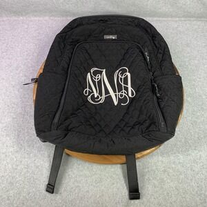 Vera‎ Bradley Backpack Womens Black Quilted Monogrammed Initials Laptop Bag